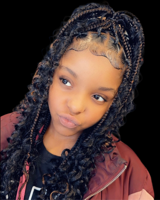 Kid's Medium Box Braids w/hair 8 yrs and under