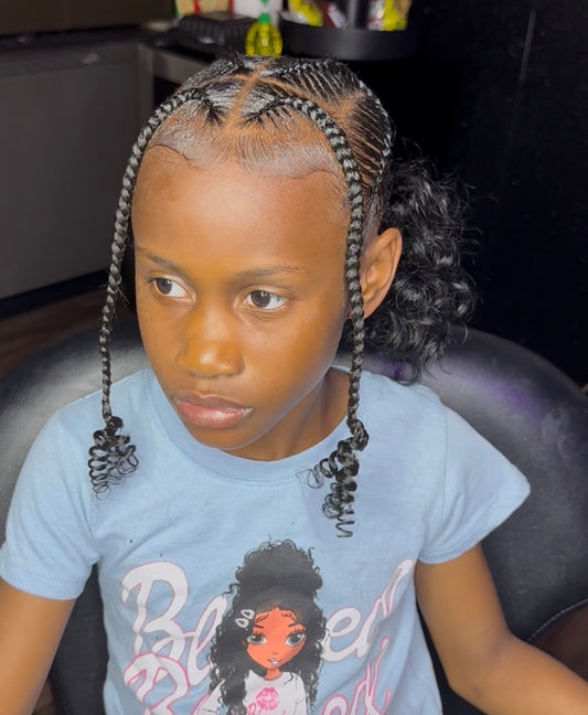 Kid's Braids basic style w/hair 8yrs and under